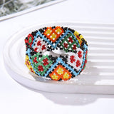 ETHNIC RICE BEAD WOVEN COLORFUL WIDE BRACELET_CWMM3528