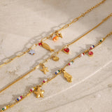 18K GOLD FISH STAR PEARL BRACELET IN STEEL_CWAJE4642