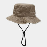 Vintage Washed Patchwork Bucket Hat With Strap_Cwah3788
