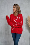 Valentines Day Color Contrast Heart Pullover Sweater
