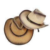 RETRO SUN PROTECTION WESTERN COWBOY STRAW HAT_CWAH1196