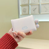 Cute Bow Pendant Floral Mini Trifold Wallet_Cwab06217
