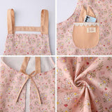 CUTE FLORAL CANVAS BIB APRONS WITH POCKETS_CWMM2049