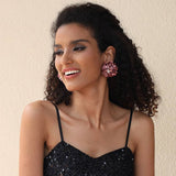 HANDMADE FABRIC FLOWER STUD EARRINGS MINIMALIST_CWMM6257