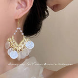 FRENCH GEOMETRIC SCALLOPED SHELL TASSEL EARRINGS_CWAJE2180