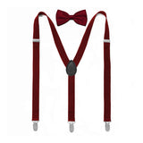 MULTICOLOR SOLID COLOR SUSPENDER CLIP BOW TIE SET_CWMM1105