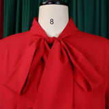 LOOSE CASUAL PLUS SIZE LOTUS LEAF SLEEVE TIE DRESS_CWDSD6063