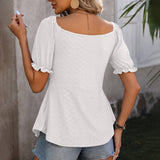 V Neck Drawstring Sexy Short Sleeved Top_Cwtbls0458