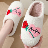 Valentines Day Smiley Love Cotton Slippers