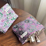 Purple Flower Makeup Bag Small Travel Wallet Pouch_Cuab00670