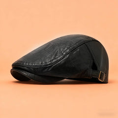 Vintage Leather Newsboy Beret Hat Unisex_Cwah04625