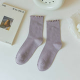 SOLID COLOR RUFFLED ALL MATCH SOCKS_CWMS0901
