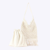 MESH BEACH BAGS TOTES WITH TASSELS AT THE BOTTOM_CWAB4667