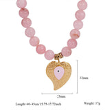 COLORFUL BEADS MALACHITE EVIL EYE HEART NECKLACE_CWMM7537
