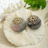 NATURAL BLACK SHELL DISC COCONUT TREE EARRINGS_CWMM4354