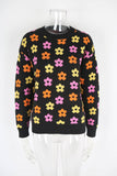 Versatile Flower-Printed Warm Threaded Sweater