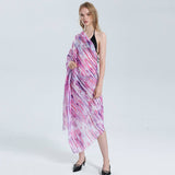 COLOR LINE PRINT SCARF GOLD ACCENT BEACH WRAP_CWASC0686