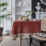 HOME PLAIN RUFFLED POLYESTER AND LINEN TABLECLOTH_CWMM0967