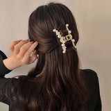 FULL DIAMOND HEART PEARL SHARK CLIP HAIRPIN_CWAHA4651