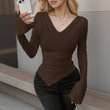Waist Closed With Irregular Hem Base Shirt