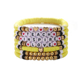 LOVE APPLE LETTER SOFT CLAY ELASTIC BRACELET SET_CWMM3537