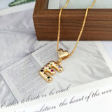 COLORFUL ZIRCONIA HEART LETTER PENDANT NECKLACE_CWMM5875