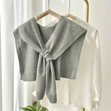 SOLID COLOR KNITTED KNOTTED SHAWL CASUAL COZY _CWASC0757