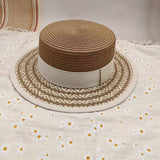 SUMMER RETRO FLAT TOP STRAW HAT FOR WOMEN_CWAH3510