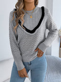 Wooden Ear Side Long Sleeve Hollow Sweater
