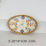 RATTAN OVAL FRUIT TEA SHELL TRAY STORAGE BASKET_CWMM4502