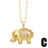 ELEPHANT GOLD PLATEDPENDANT NECKLACE INLAID ZIRCON_CWAJE0901