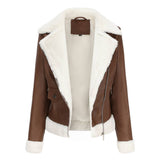 Warm Long Sleeve Lapel And Fleece Coat