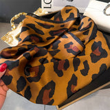 LEOPARD PRINT SATIN SQUARE SCARF HAIR WRAP_CWASC1425