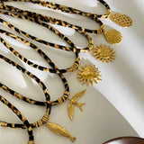 LEOPARD VELVET CORD NECKLACE BOLD FALL STATEMENT_CWMM6954