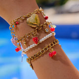 LUXURY 18K GOLD STRAWBERRY CHERRY ZIRCON BRACELET_CWAJE4774