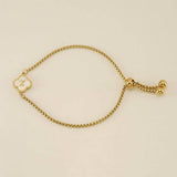 Cwaje1959_Adjustable Four Leaf Clover Letter Shell Bracelet