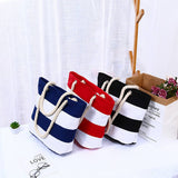 JINGPAI ROPE STRIPED PATCHWORK CANVAS BAG_CUAB0221