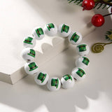 ST PATRICKS DAY WHITE WOOD BEAD BRACELET SET_CWMM3505