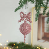 PLASTIC PINK GOLD GLITTER XMAS TREE HANGING DECOR_CWMM9762