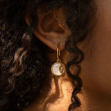 ELEGANT GOLD HOOP EARRINGS SUN COIN MOON PENDANT_CWAJE5099