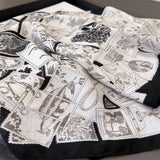 Vintage Stamp Herringbone Linen Feel Scarf_Cwasc03304