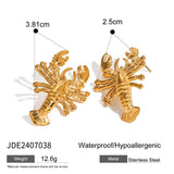 18K GOLD TITANIUM STAINLESS STEEL LOBSTER EARRINGS_CWASC1676