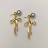 Womens Fashionable Long Tassel Bow Earrings