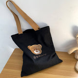 Tote Bags Canvas With Cute Bear Head Pattern_Cwab2054