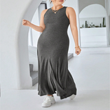 CHIC SLEEVELESS ROUND NECK HIGH WAIST DRESS_CWDMD6049