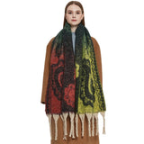 PAISLEY JACQUARD SCARF THICK FRINGE WINTER SHAWL_CWASC0857