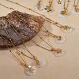 SUMMER BEACH STEEL SHELL STARFISH NECKLACE_CWMM8862