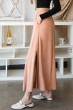 Solid Color High Waist Drop Long Slit Skirt