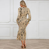 V-Neck Belted Floral Mermaid Maxi Dress