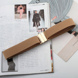 Cwabe0550_Perforation Free Metal Square Buckle Elastic Belt